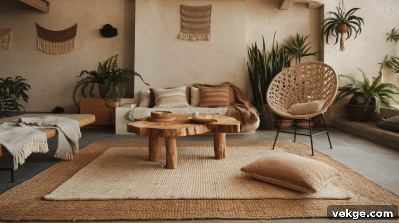 Natural Textured Layered Rugs for a rustic or boho feel