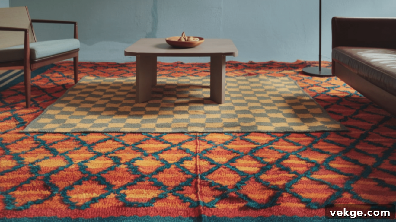 Bold Colored Layered Rugs making a vibrant statement