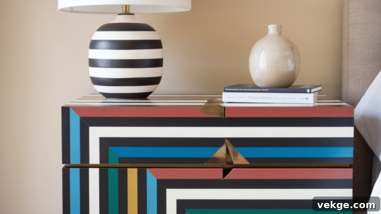 Bold Striped Nightstand