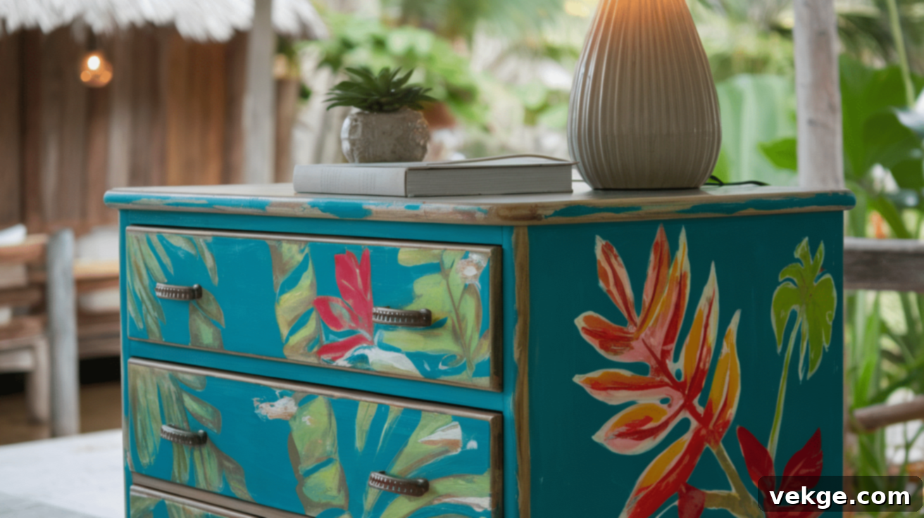 Tropical-Inspired Painted Nightstand