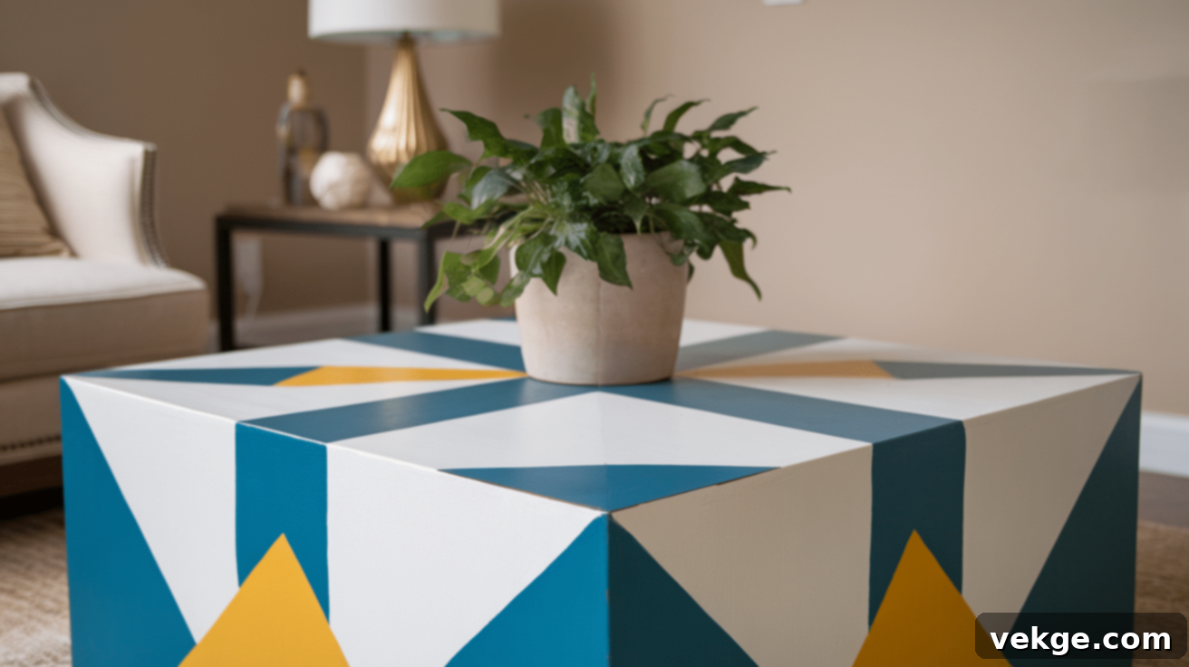 Geometric painted coffee table
