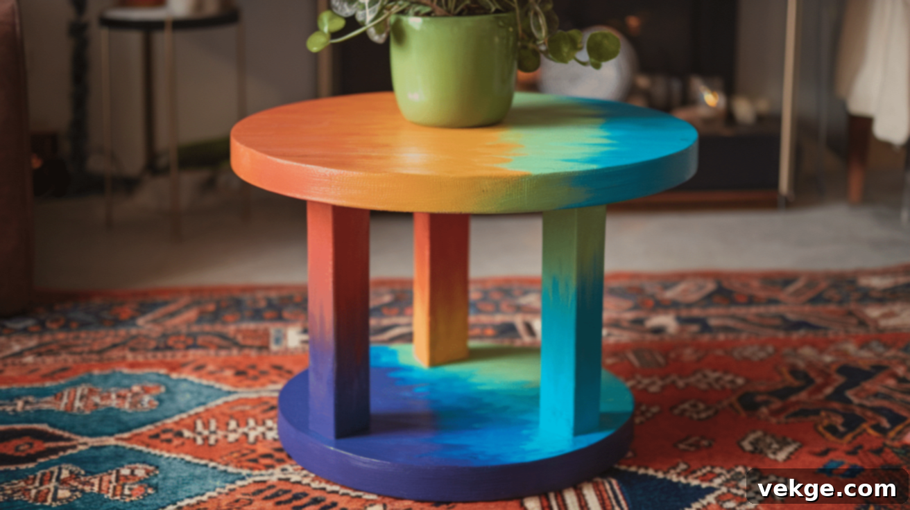 Colorful hand-painted side table