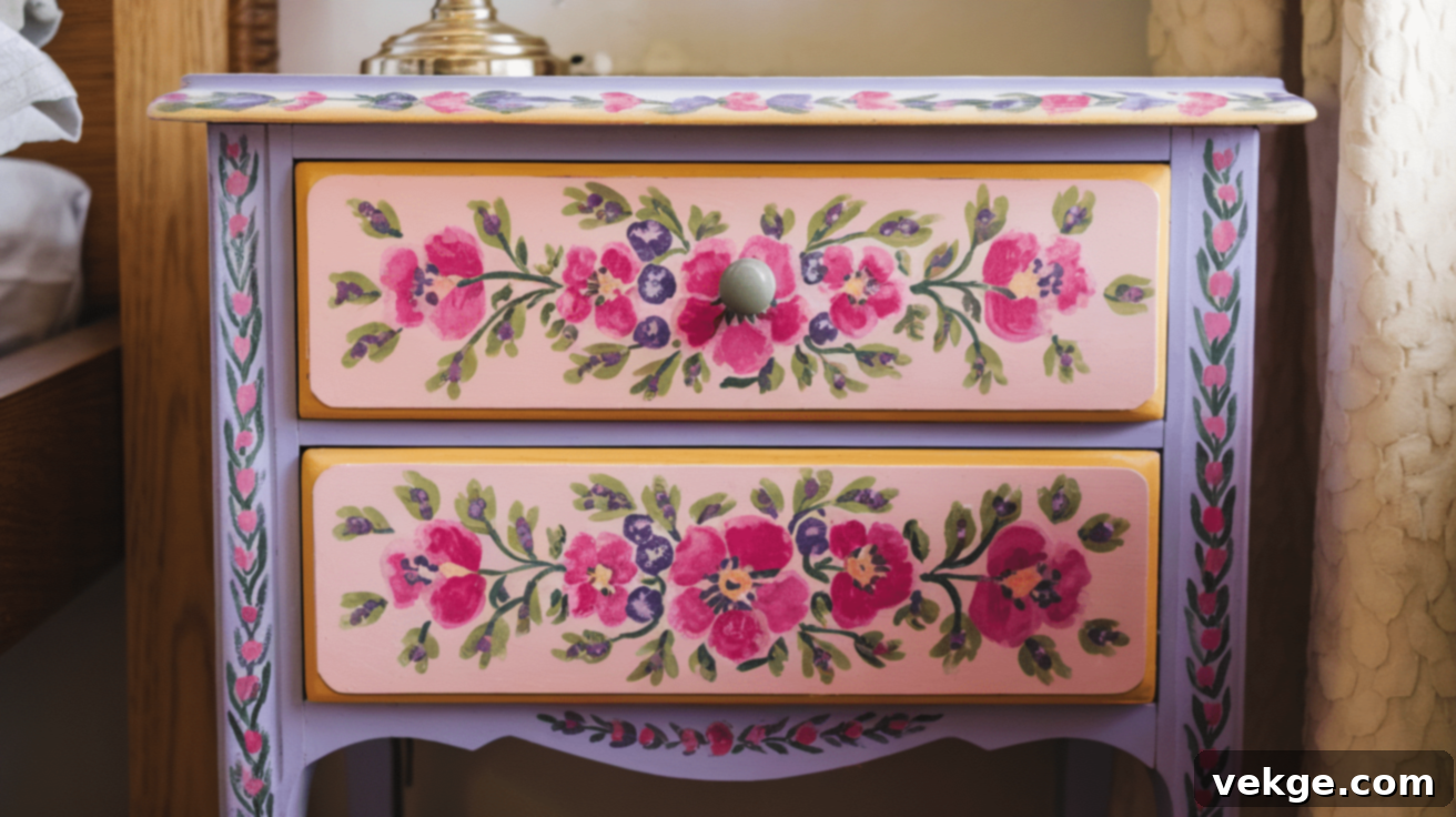 Artistic painted nightstand