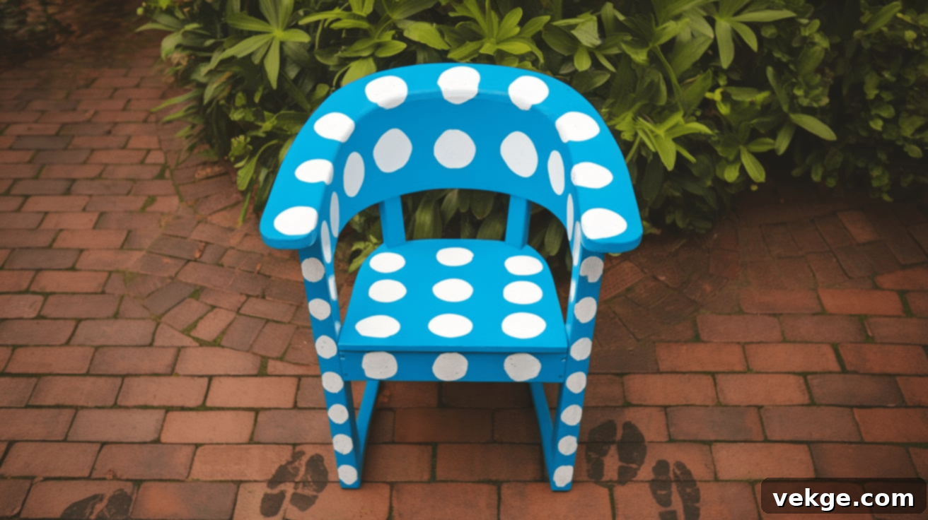 Painted chair with polka dots