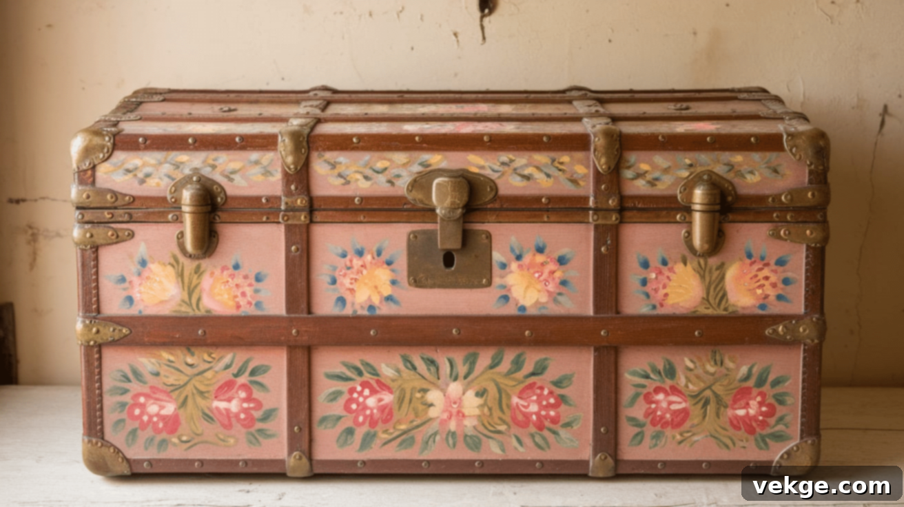 Hand-painted vintage trunk