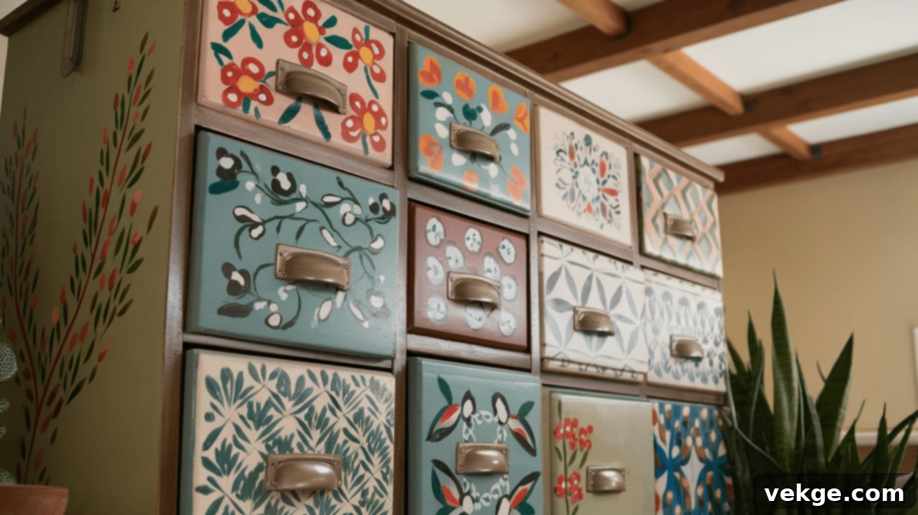 Hand-painted filing cabinet