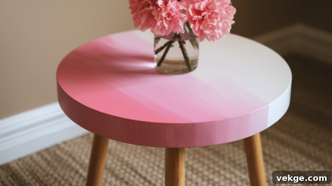 Painted accent table with ombre effect