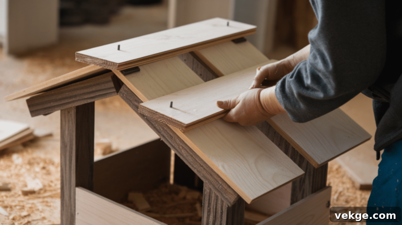 Cut and Attach the Roof of the DIY Nativity Stable