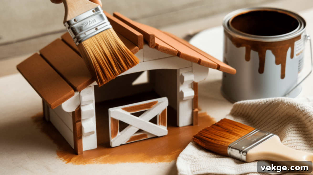 Paint or Stain the DIY Nativity Stable