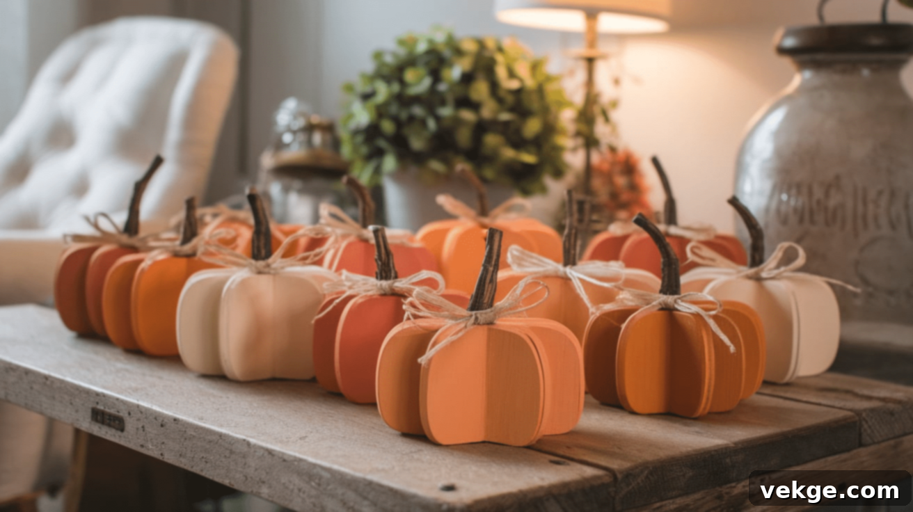 Rustic Wooden Block Pumpkins for Fall Decor