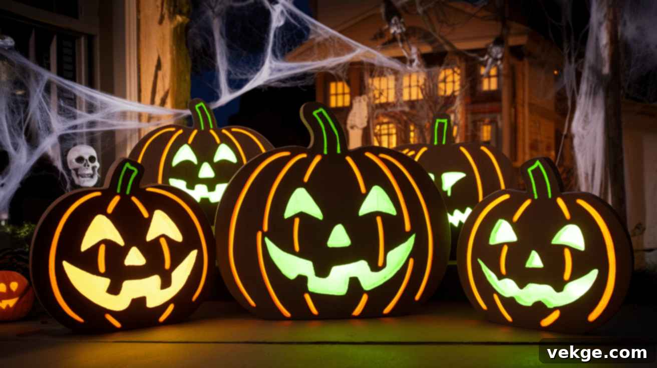 Spooky Glow-in-the-Dark Wooden Pumpkins
