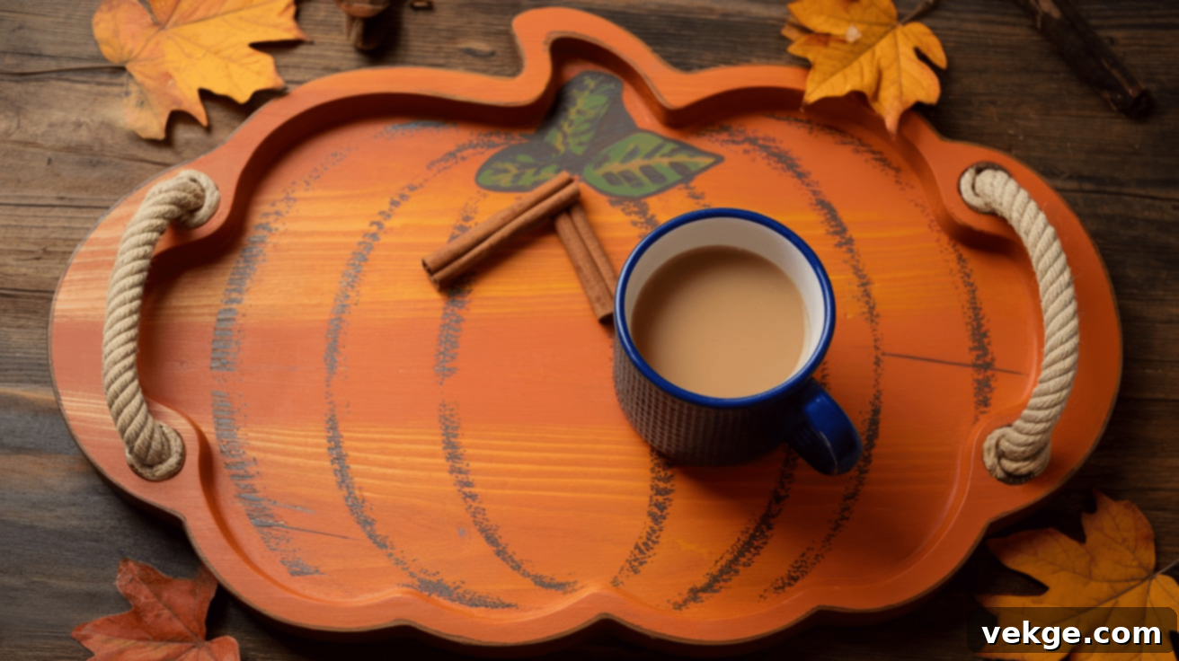Decorative Wooden Pumpkin Serving Tray