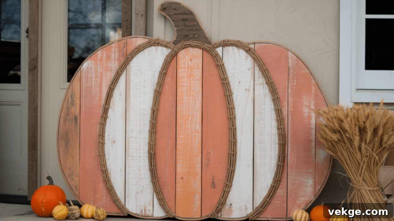 Large Wooden Plank Pumpkins for Outdoor Fall Decor