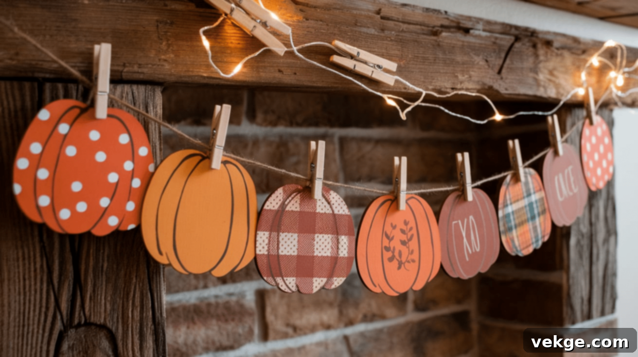 Rustic Wooden Pumpkin Garland for Fall Mantels