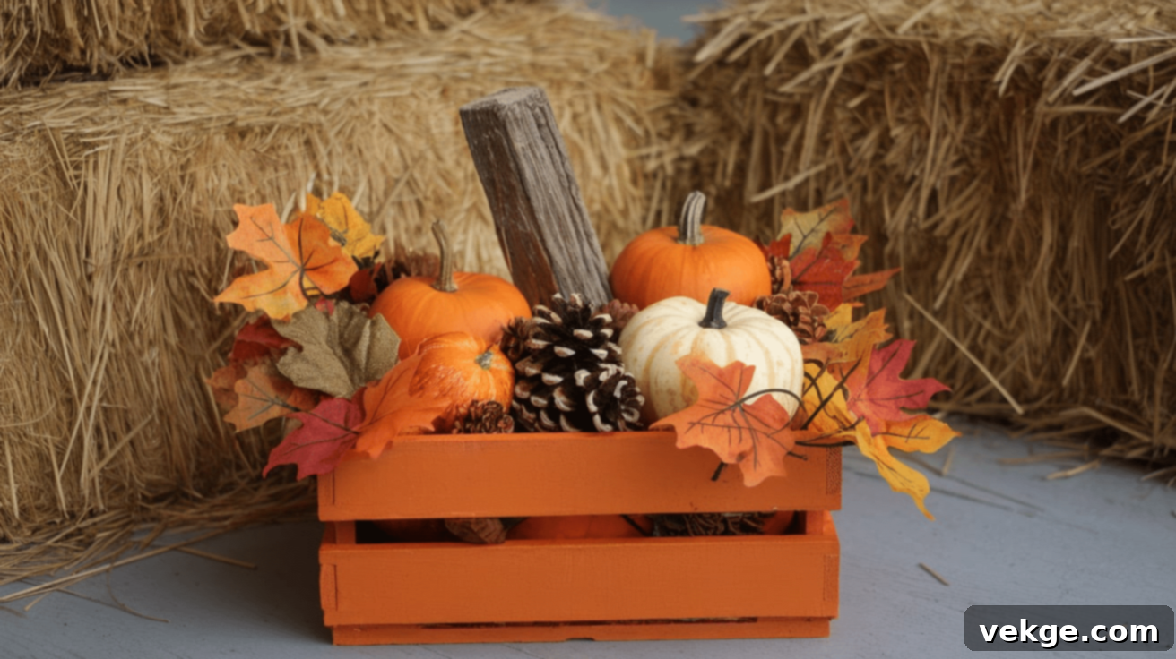 Charming Wooden Crate Pumpkin Display