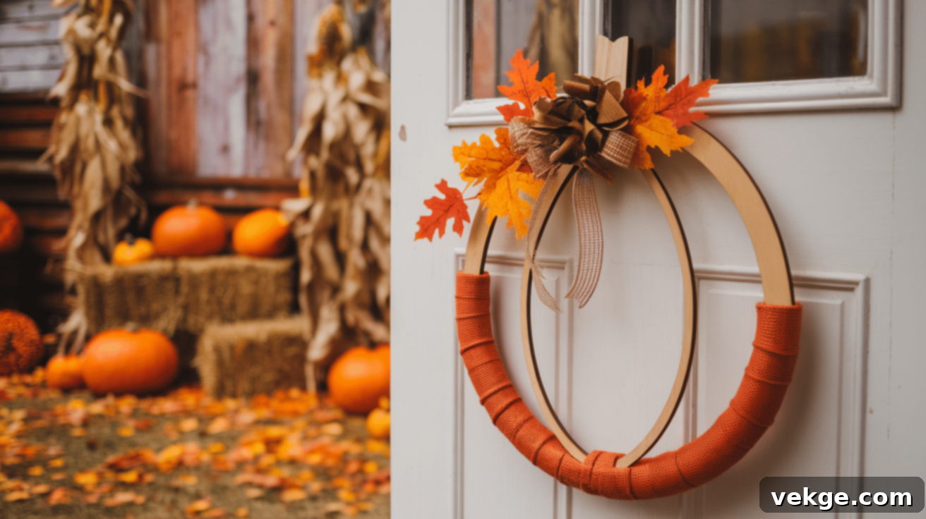 Unique Wooden Pumpkin Wreath for Front Door