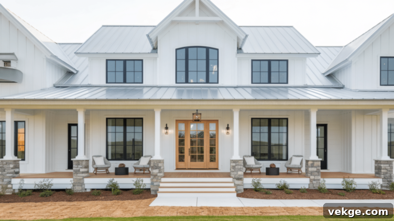 White or Neutral Colors for a Modern Farmhouse Exterior