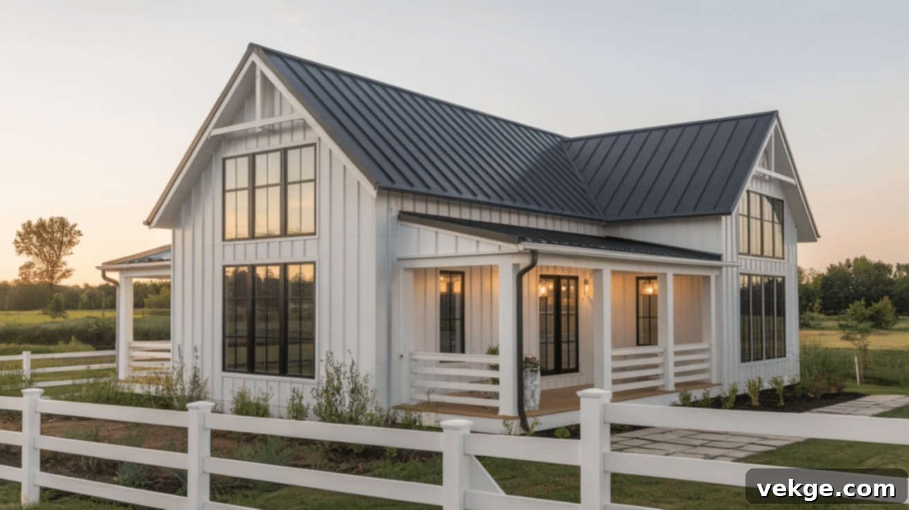 Modern Farmhouse with Steel or Metal Roof