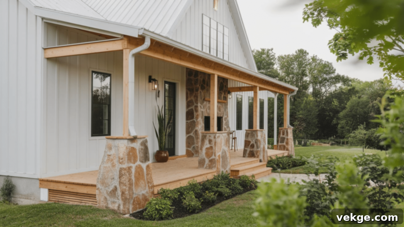 Stone Accents on Modern Farmhouse Exterior