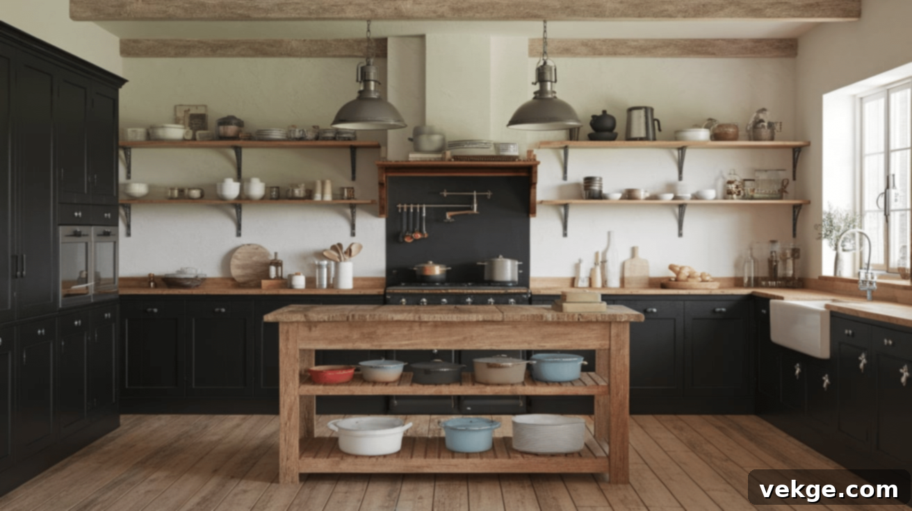 Black_Cabinets_with_a_Wood_Kitchen_Island