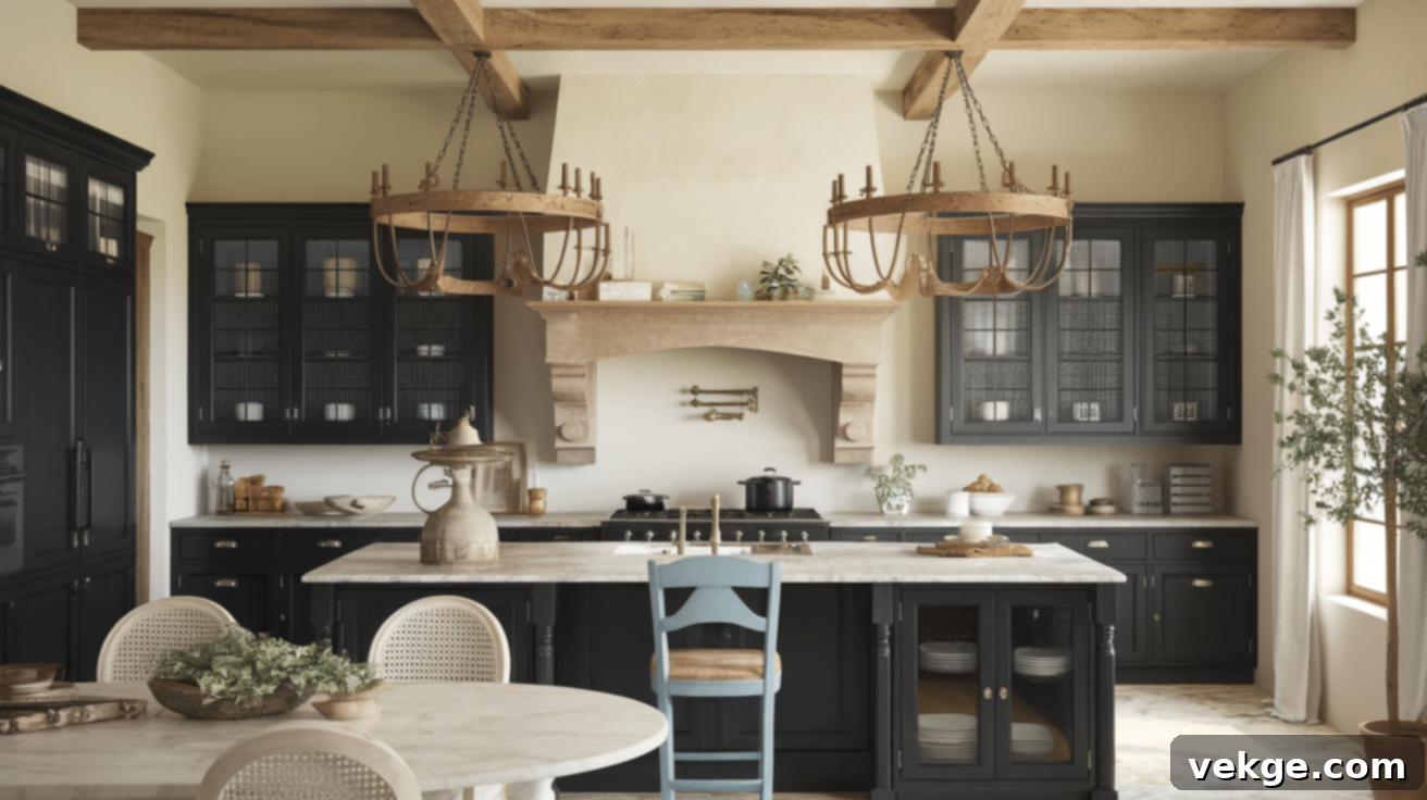 Black_Cabinets_with_Light_Fixtures_in_a_Rustic_Finish