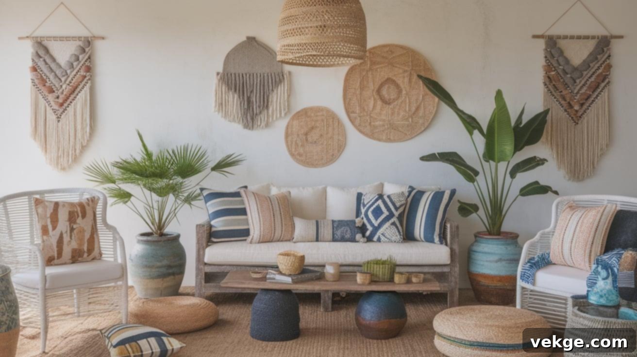 Bohemian Beach House Farmhouse Living Room