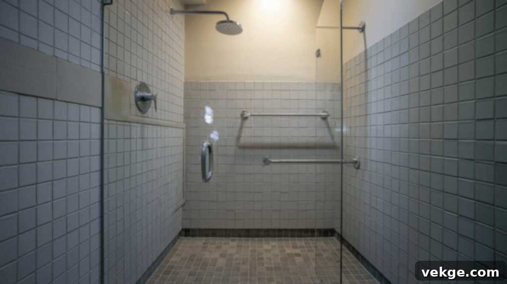 Frameless glass screen separating a small wetroom shower area
