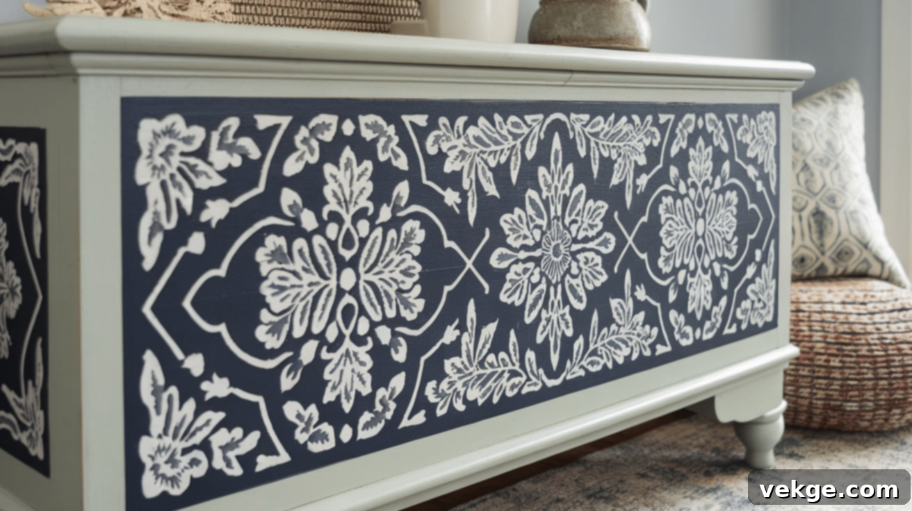 Use a Stencil or Decals on Cedar Chest