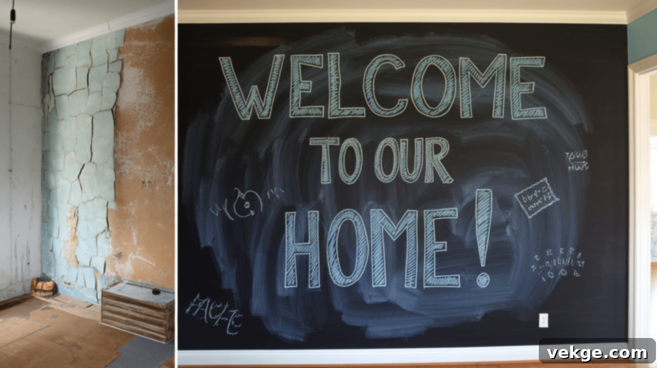 Chalkboard Wall Makeover Before & After - Functional kitchen wall art