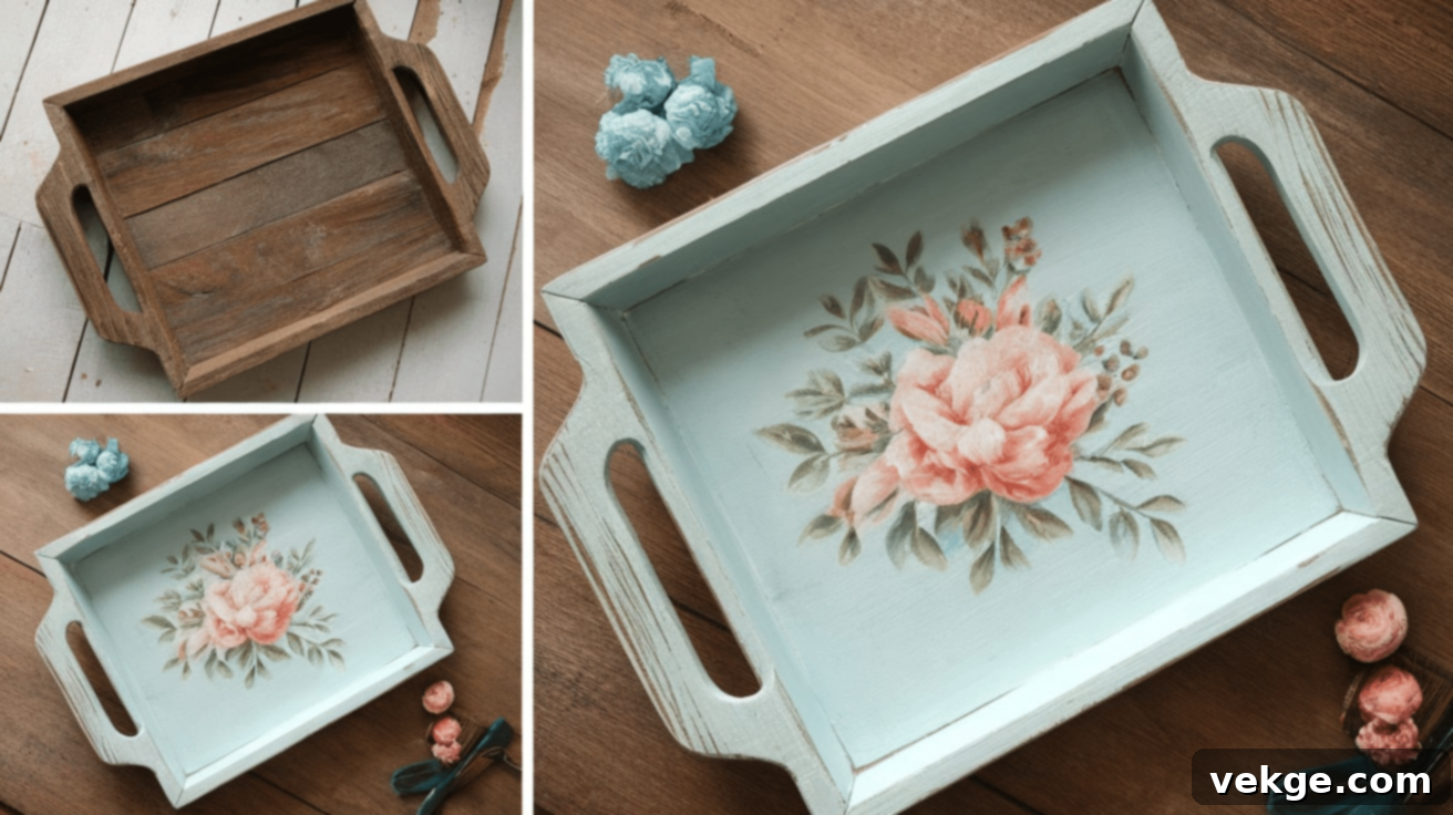 Painted Serving Tray Before & After - Hand-painted home accessory