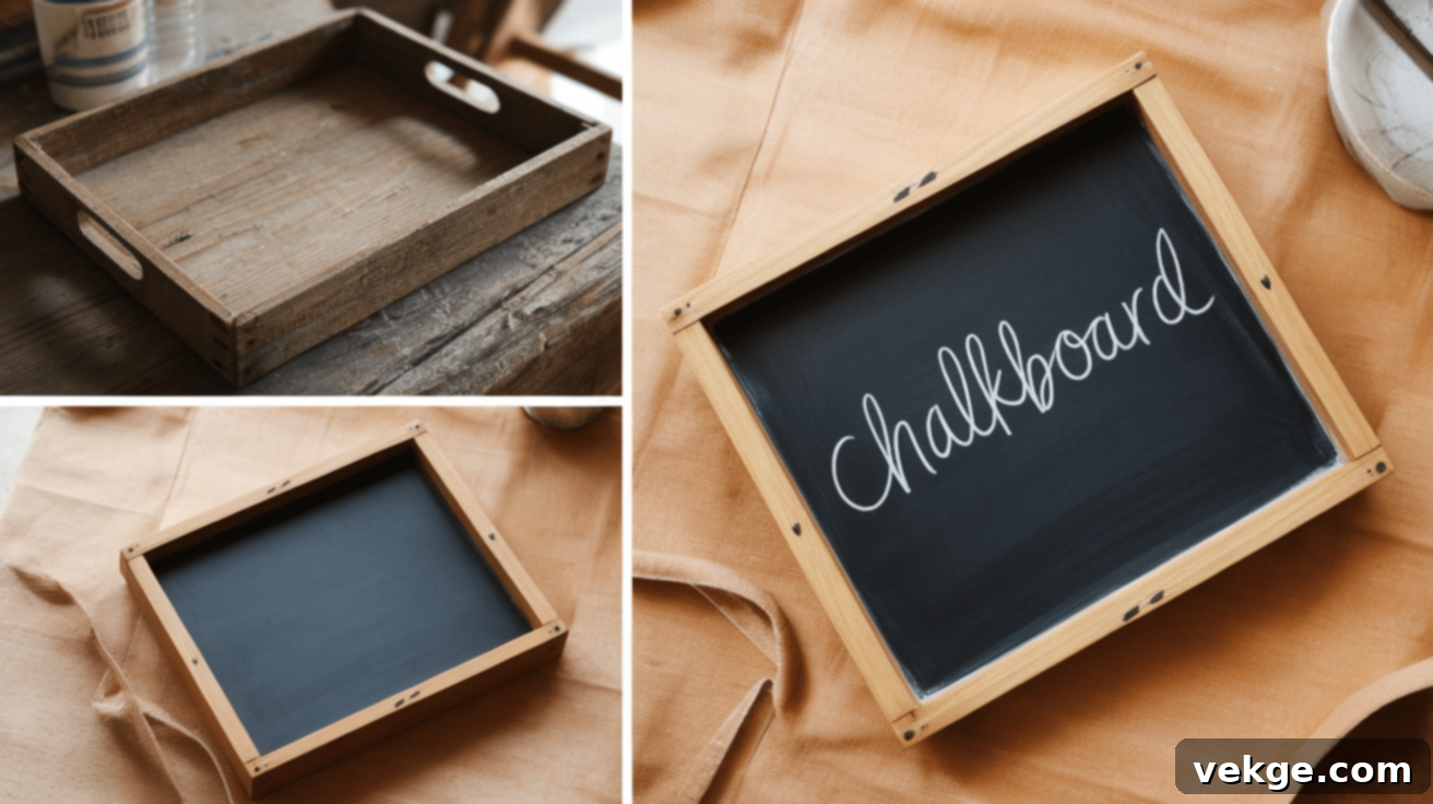 Create a Chalkboard Tray Before & After - Interactive serving tray