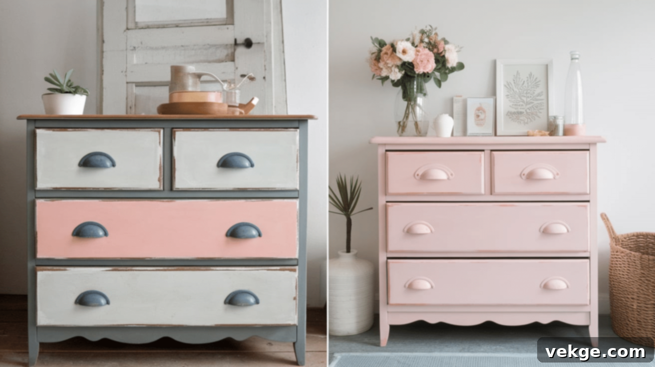 Chalk Paint for Drawers Before & After - Refreshed dresser drawers