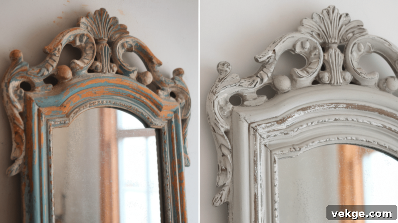 Painted Mirror Frame Before & After - Rustic mirror transformation