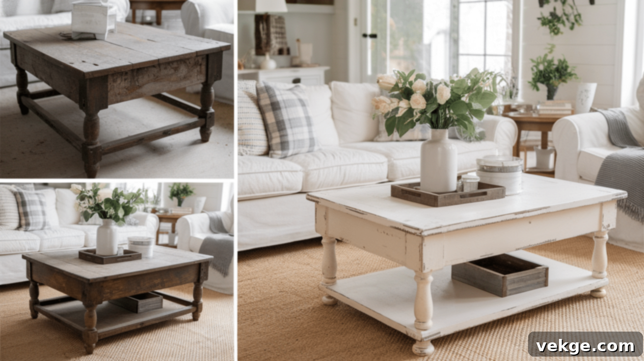 Painted Coffee Table Before & After - Modern living room center table