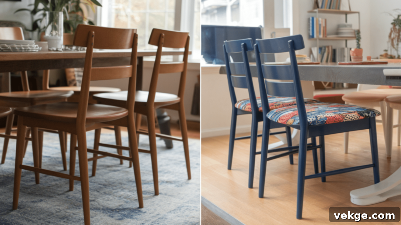 Upcycle Old Chairs Before & After - Chic dining chair transformation