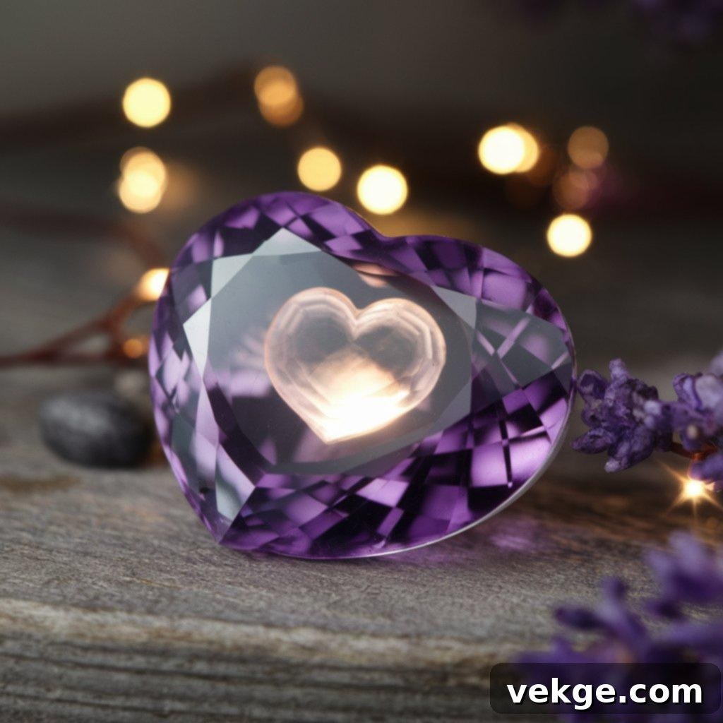 Amethyst - a purple stone symbolizing calm, wisdom, and protective love