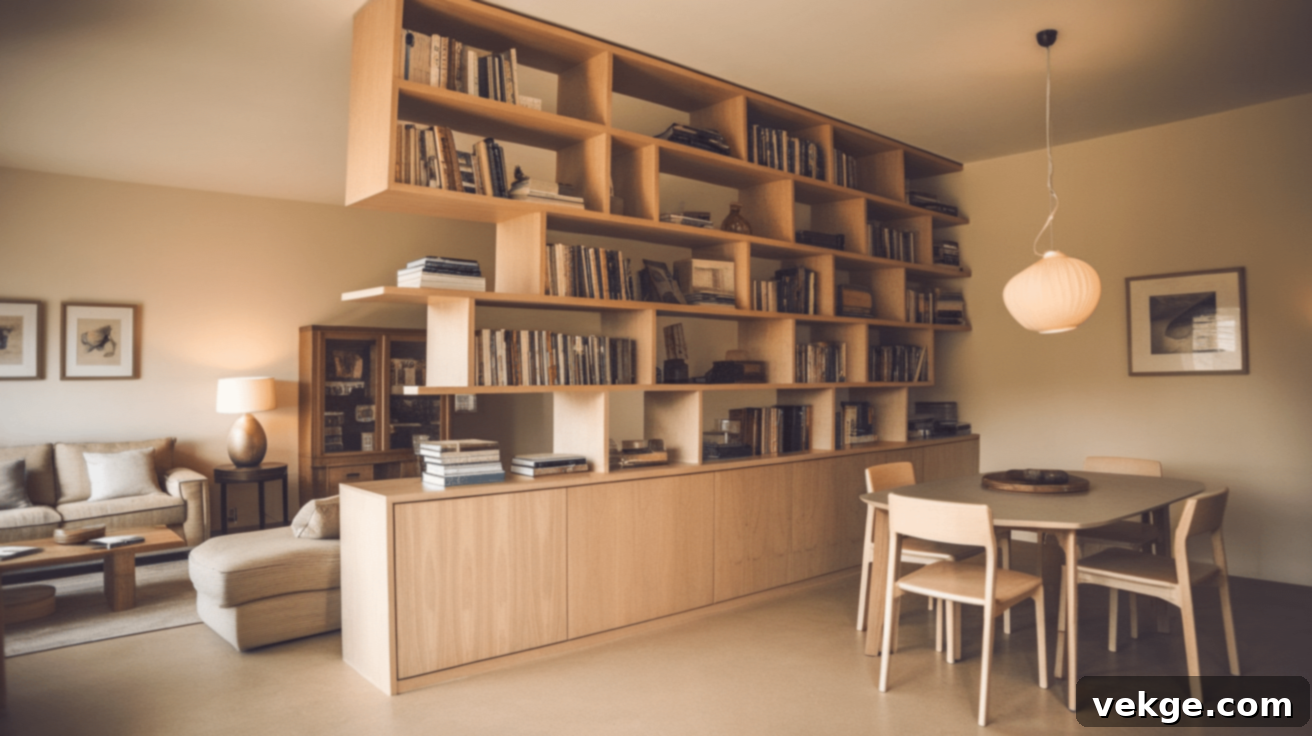Bookshelves and Partitions to Define Open Plan Areas