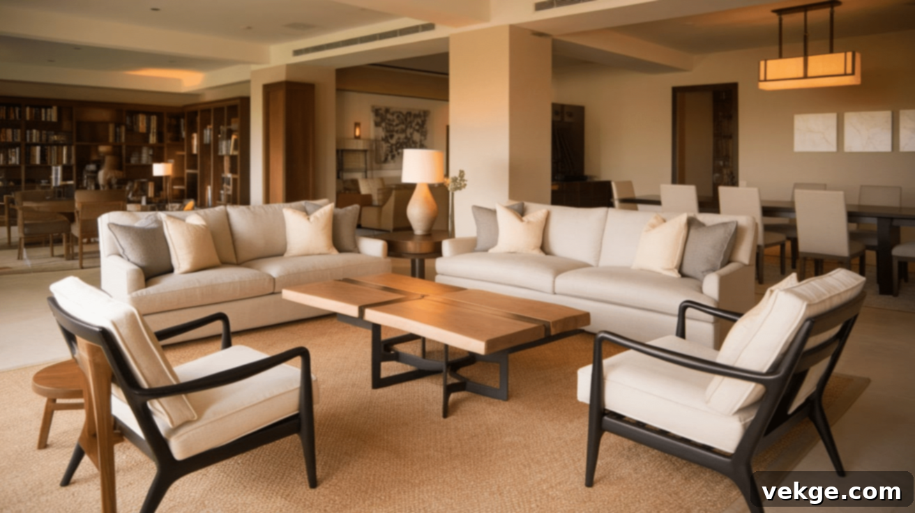 Floating Furniture in an Open Concept Living Room
