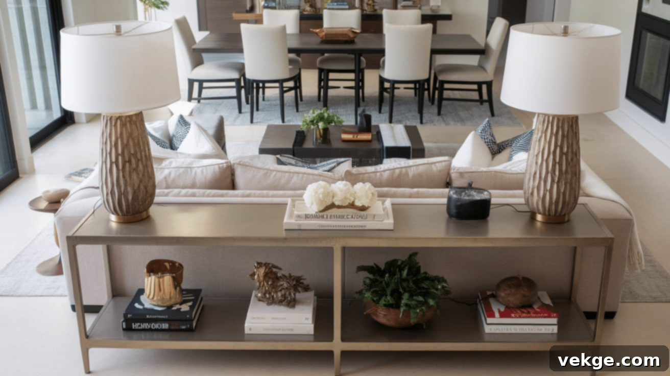 Console Table Behind Sofa for Open Plan Living Room