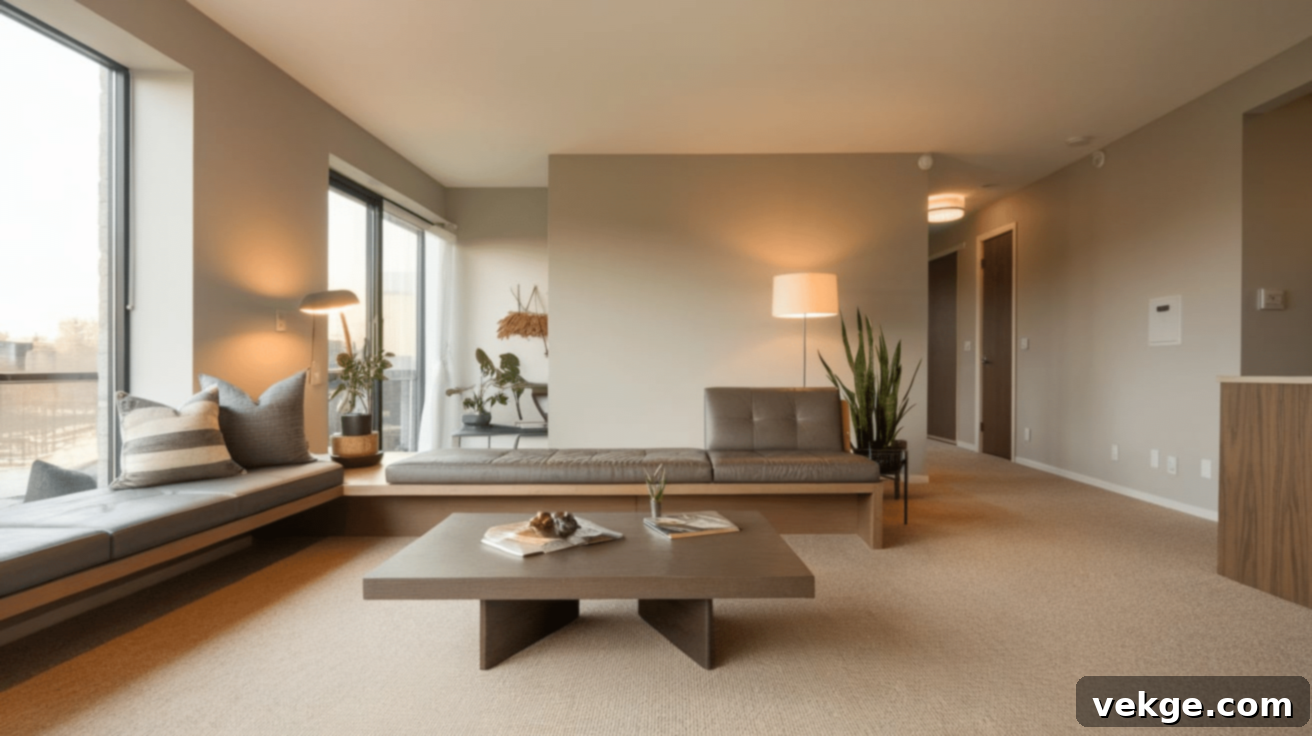 Bench or Low Seating in an Open Concept Living Room
