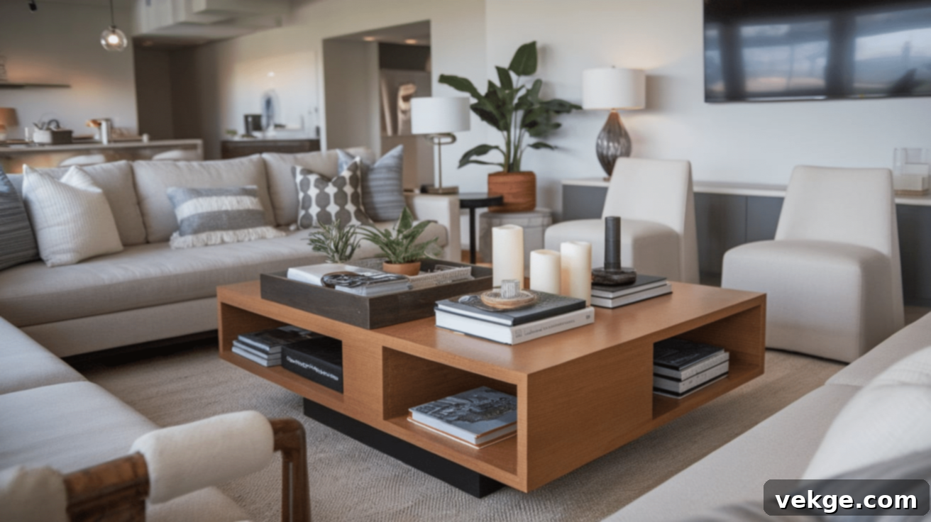 Multi-Purpose Coffee Table in an Open Concept Living Room