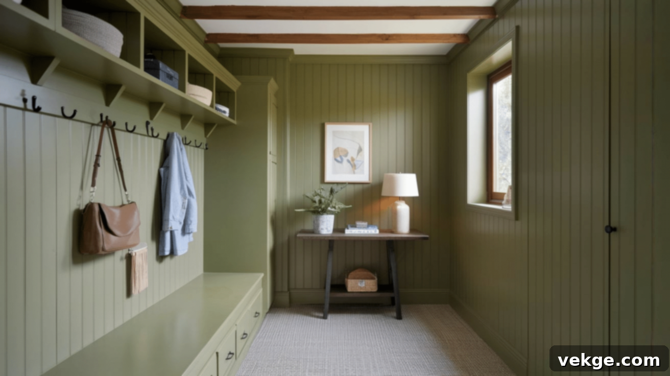 Olive Green for a cozy mudroom