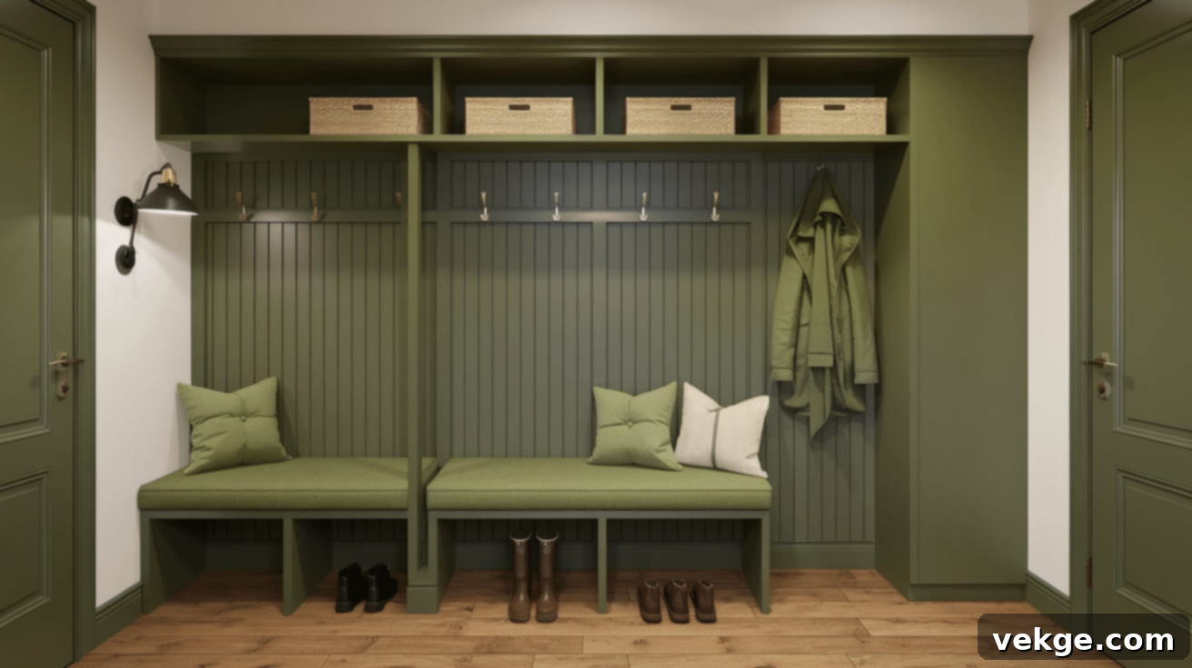 Forest Green for a grounded mudroom