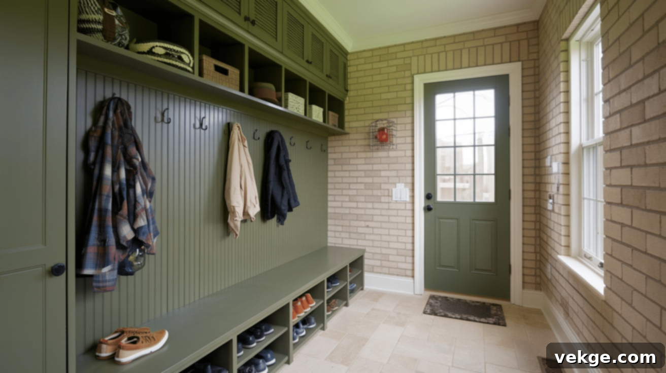 Hunter Green for a sophisticated mudroom