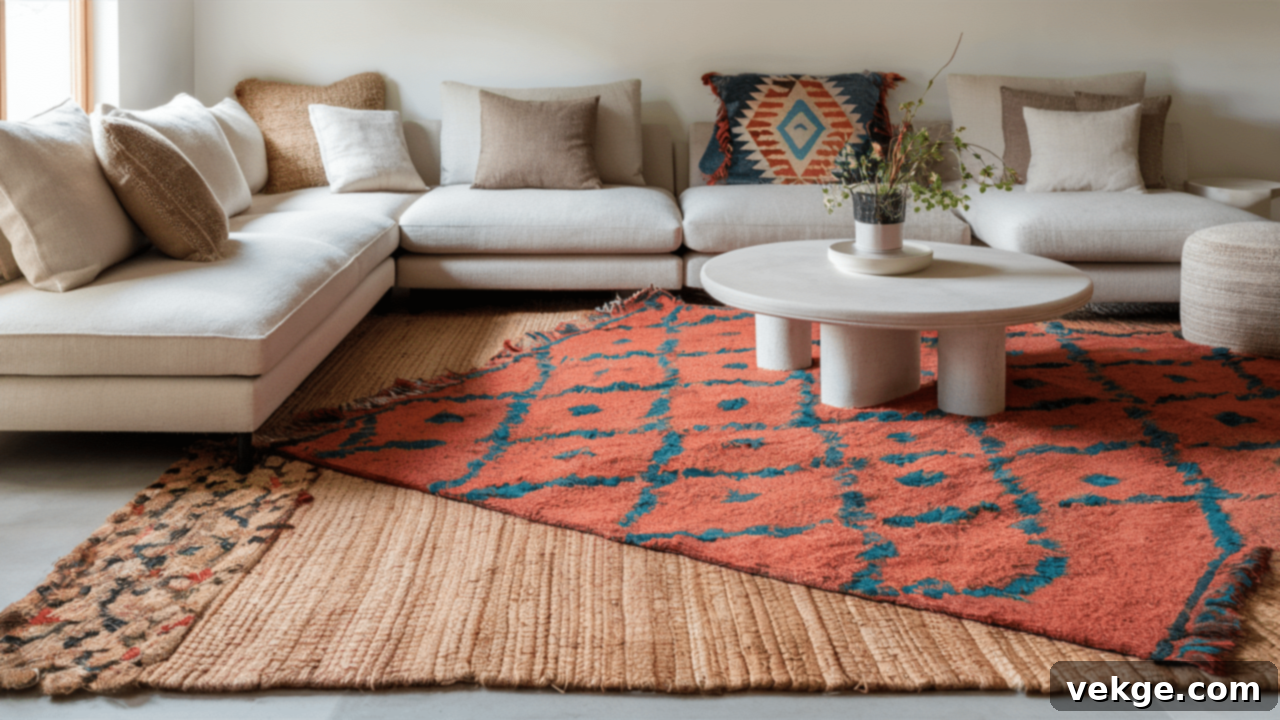 Neutral Base + Patterned Top Rug