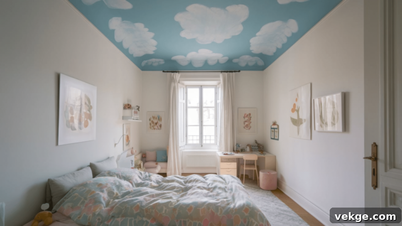 Sky Mural Ceiling with Clouds for a Dreamy Bedroom