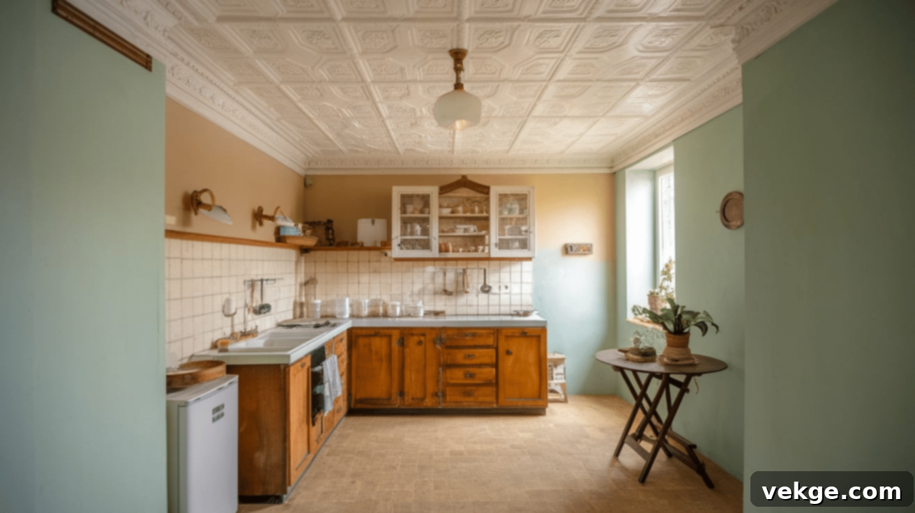 Vintage Pressed Tin Ceiling in a Historic Home