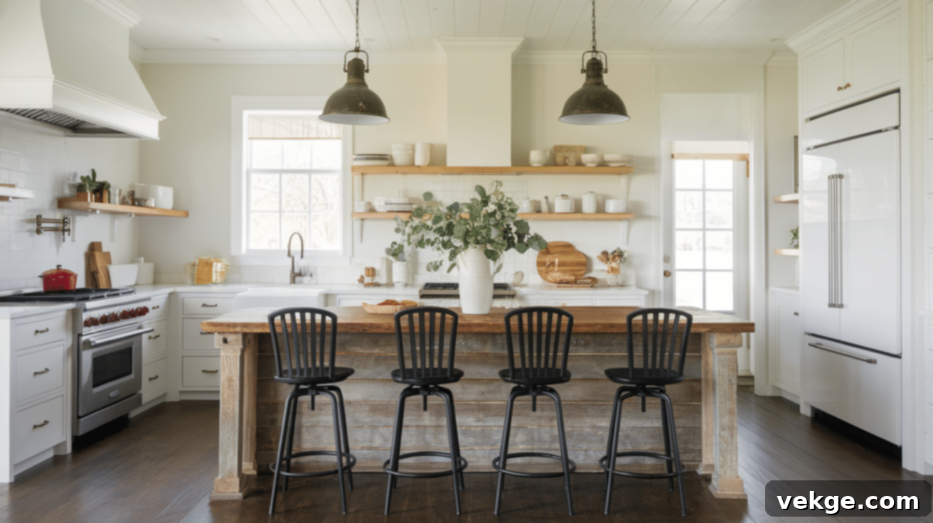 Large Kitchen Island - Central gathering spot in a farmhouse kitchen