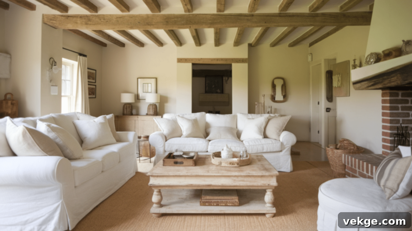 Cozy Seating - Comfortable sofas and armchairs for a farmhouse living room