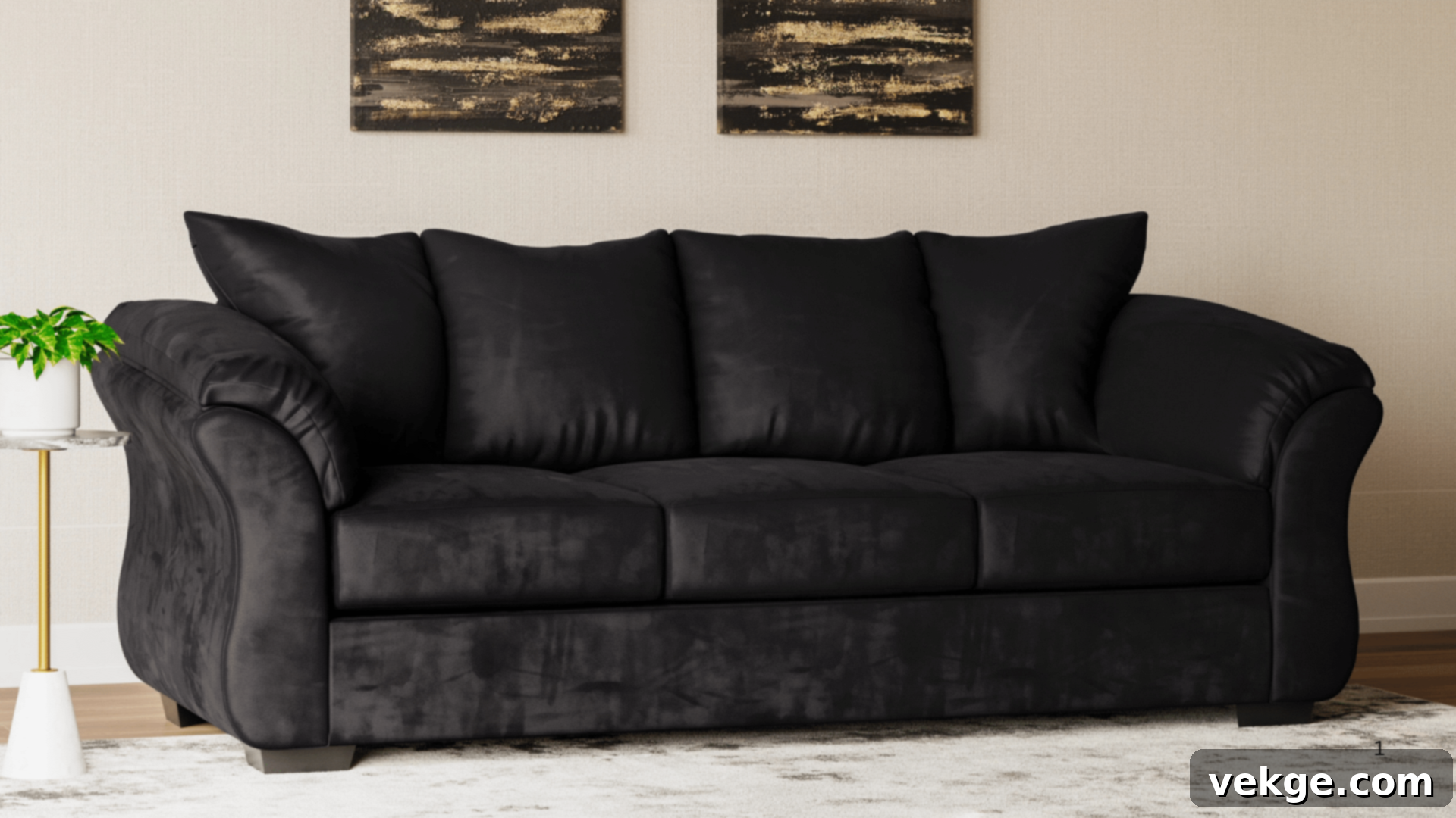 Ashley Furniture Darcy Sofa, a budget-friendly and comfortable family couch with microfiber upholstery